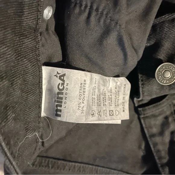 Minga London Black wide leg jeans with cyber sigilism graphic - Picture 6 of 8